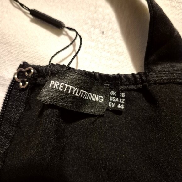 PRETTYLITTLETHING women's size 12 black satin mix thick strap corset New - Picture 9 of 9